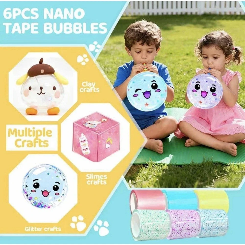 Nano Tape Bubble Kit for Kids, 4 Sticky Ball Tapes and 6 Nano Tapes, Squishy ...